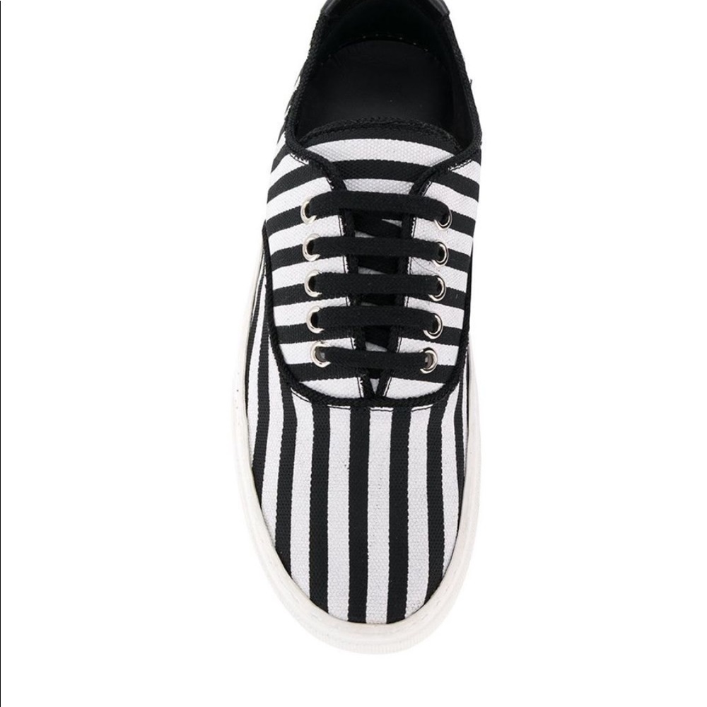 Saint Laurent Venice Striped Sneakers - B/W - 39